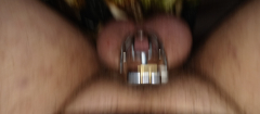 My tiny spun penis locked in chastity cage