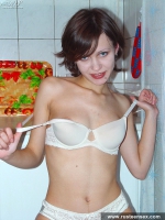 Horny russian teen kitchen photo session