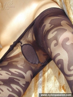 Pantyhose loving teen blonde poses