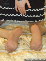 Teen blonde in stockings upskirt teasing