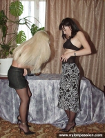 Black stockings fit two teen girls very well