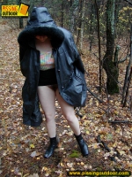 Amateur outdoor pissing in autumn