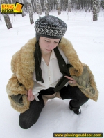 Winter outdoor pissing teen