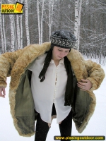 Winter outdoor pissing teen