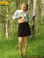 Outdoor pissing of teen blonde