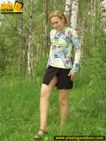 Outdoor pissing of teen blonde