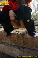 Outdoor ladder pissing girl