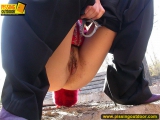 Outdoor ladder pissing girl