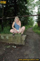 Outdoor pissing on the road