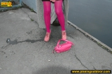 MILF outdoor pissing on pier