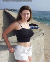 Overdeveloped Teen with Incredible Tits Does Risky Flashing