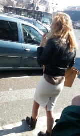 Spy sexy blonde teens skirt long withe romanian