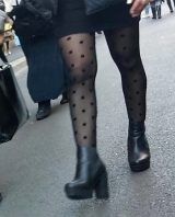 Beauty Legs With Black Stockings Nylon (teen) candid