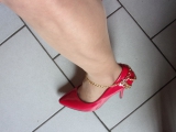 Rubbing cock with my heels on 