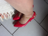 Rubbing cock with my heels on 