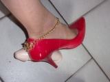 Rubbing cock with my heels on 
