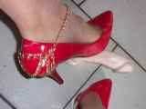 Rubbing cock with my heels on 