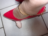 Rubbing cock with my heels on 