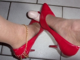 Rubbing cock with my heels on 