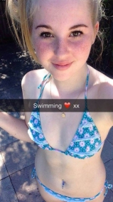 Amateur Snapchat teen selfies - checking out her new iphone