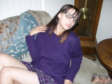 NERDY CHICK SHOWS HER HAIRY ASSHOLE