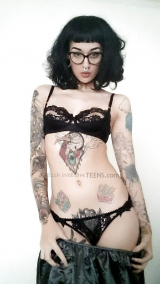 Tattooed hipster teen strips down - she wants cum on her bum