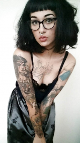 Tattooed hipster teen strips down - she wants cum on her bum