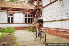 Bike riding without panties - N