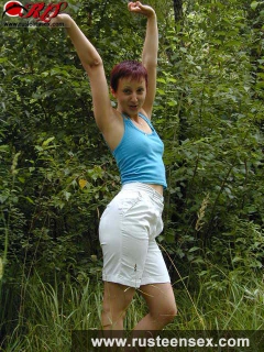 Teen brunette posing outdoor - N