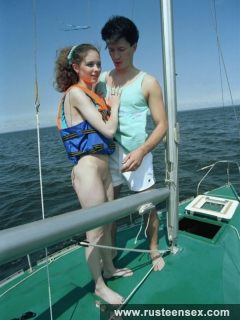 Teen brunette fucked on the yacht - N