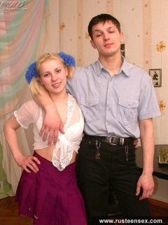 Russian teen blonde does blowjob and gets fucked - N