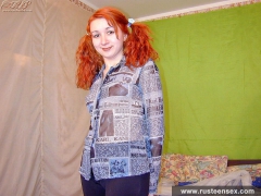 Russian teen redhead sucking cock and fucked - N