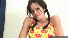 Russian teen brunette with lovely tits masturbates - N