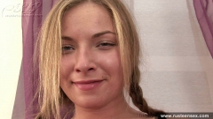 Russian teen blonde plays with panties in the pussy and - N