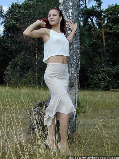 Girl exhibiting herself outdoor - N