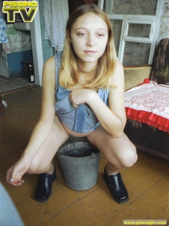 Pissing in the bucket in cottage - N
