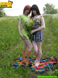 Lesbians peeing on themselves - N