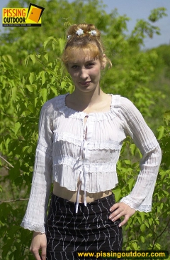 Summer blonde outdoor pissing - N