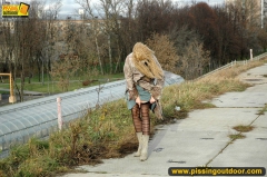 Teen walking and pissing outdoor - N