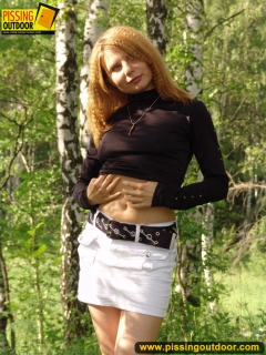 Teen blonde outdoor pissing in the forest - N