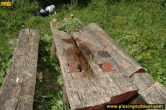 Outdoor flagrant pissing of teen blonde walking in the - N