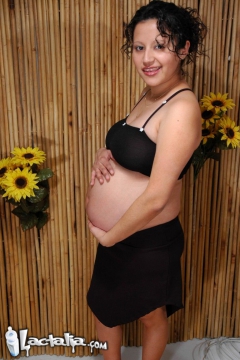Pregnant slut Talia playing with her tits and snatch - N