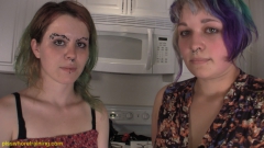 Two sluts playing and drinking their piss - N