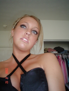 Sexy Cute Blonde Teen In Black Kneesocks - N