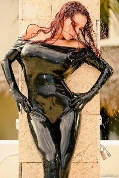 Latex lesbian oiled - N