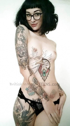 Tattooed hipster teen strips down - she wants cum on her bum - N