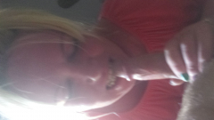 Blonde slut deapthroats cock - N
