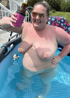 Hot BBW wife with big nipples, sexy belly and hairy pussy - N