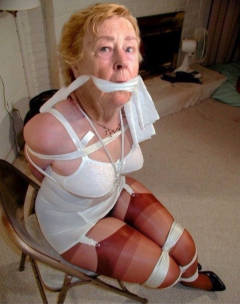 Slut Neighbour Cathy E Restrained Bondage Bound and Gagged - N