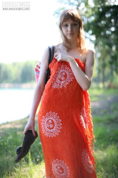Redheaded girl with pale skin - N